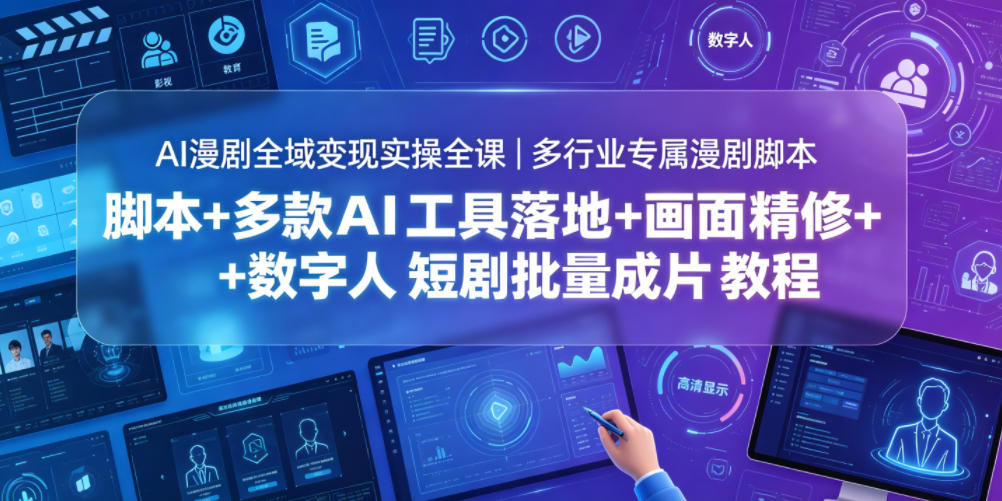 AI漫剧全域变现实操全课｜多行业专属漫剧脚本+多款AI工具落地+画面精修+数字人短剧批量成片全教程-资源宝库