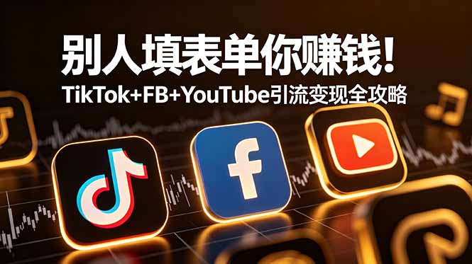 别人填表单你赚钱！TikTok+FB+YouTube 引流变现全攻略【原创双语字幕】-资源宝库