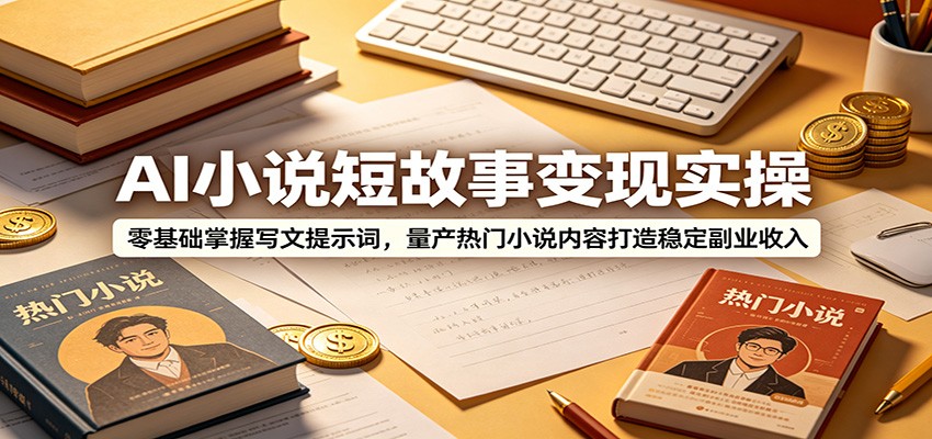 AI小说短故事变现实操：零基础掌握写文提示词，量产热门小说内容打造稳定副业收入-资源宝库
