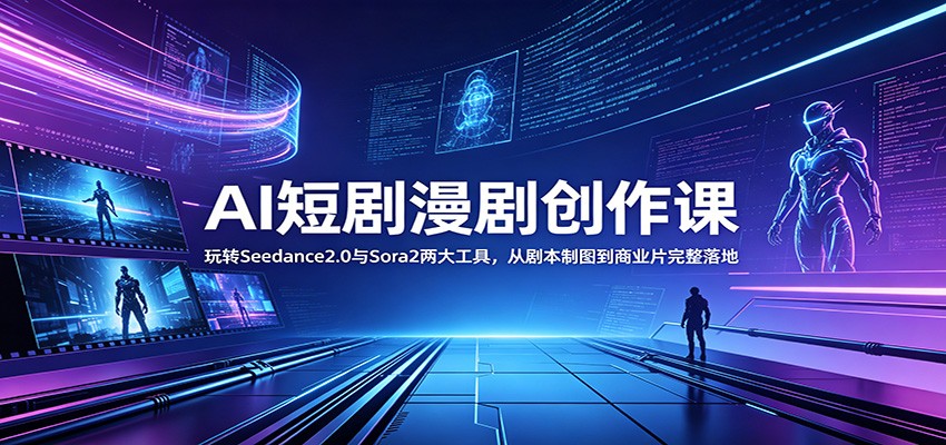 AI短剧漫剧创作课：玩转Seedance2.0与 Sora2两大工具，从剧本制图到商业片完整落地-资源宝库