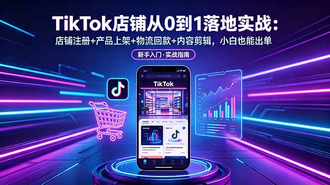 TikTok店铺从0到1落地实战：店铺注册+产品上架+物流回款+内容剪辑，小白也能出单-资源宝库