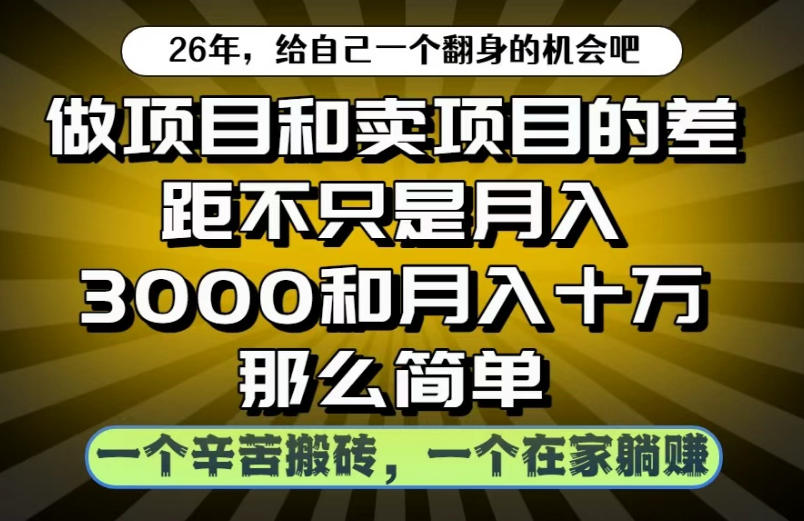 做项目和卖项目不只是月入3K和10W那么简单，一个努力搬砖，一个在家躺賺【揭秘】-资源宝库