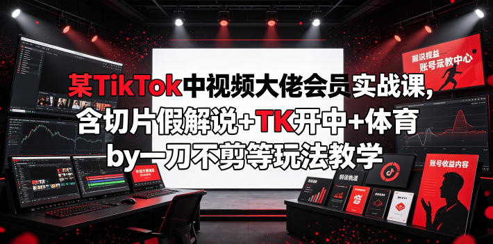 某TikTok中视频大佬会员实战课，含切片假解说+TK开中+体育by一刀不剪等玩法教学-资源宝库