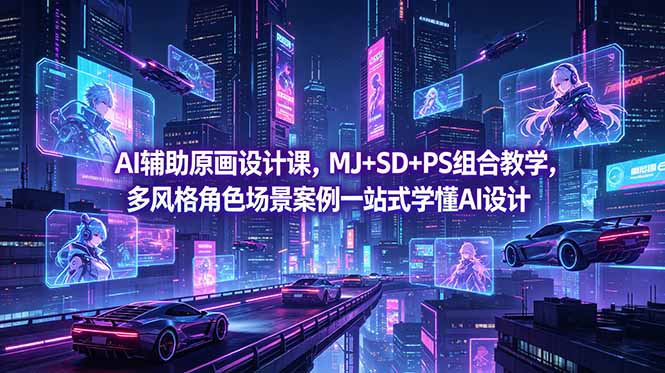 AI辅助原画设计课，MJ+SD+PS组合教学，多风格角色场景案例一站式学懂AI设计-资源宝库