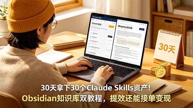 30天拿下30个Claude Skills资产!Obsidian知识库双教程,提效还能接单变现-资源宝库