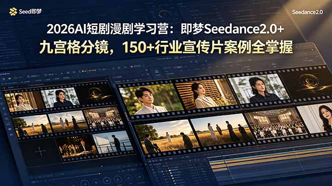 2026AI短剧漫剧学习营：即梦Seedance2.0+九宫格分镜，150+行业宣传片案例全掌握-资源宝库