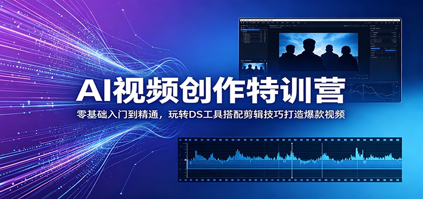 AI视频创作特训营：零基础入门到精通，玩转DS工具搭配剪辑技巧打造爆款视频-资源宝库