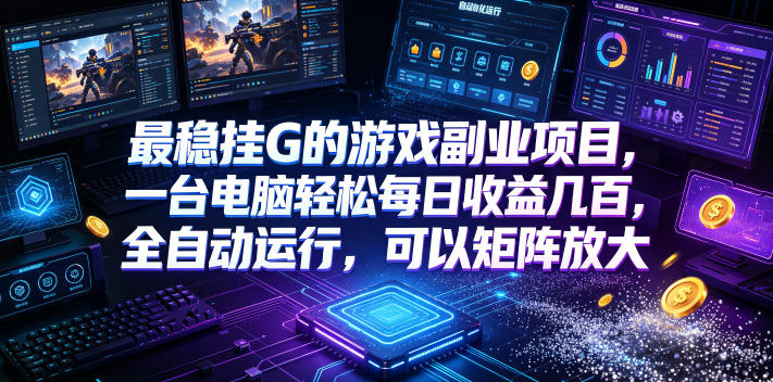 最稳挂G的游戏副业项目，一台电脑轻松每日收益几百，全自动运行，可以矩阵放大【揭秘】-资源宝库