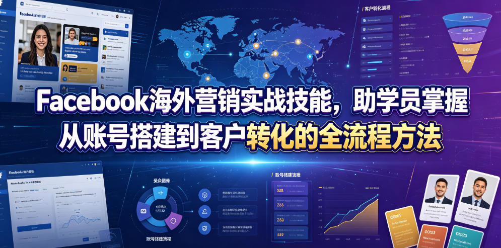 Facebook海外营销实战技能，助学员掌握从账号搭建到客户转化的全流程方法-资源宝库
