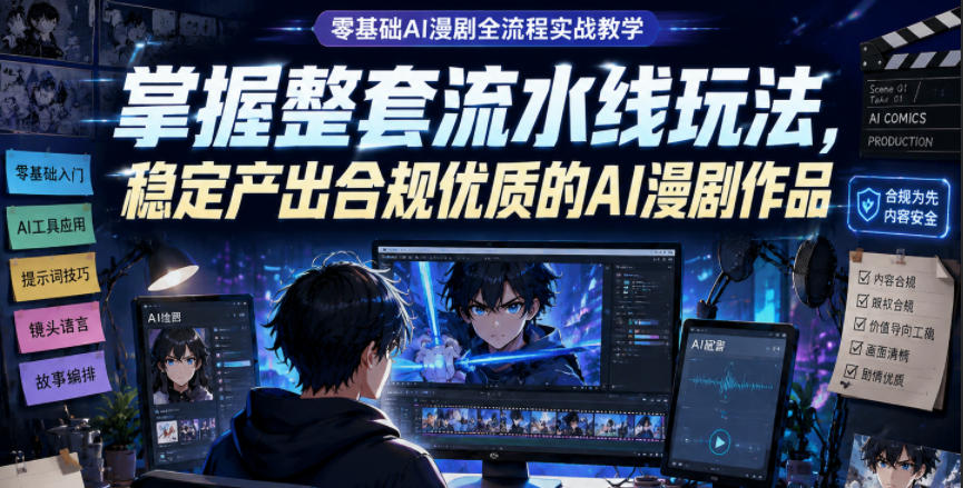 零基础AI漫剧全流程实战教学，掌握整套流水线玩法，稳定产出合规优质的AI漫剧作品-资源宝库