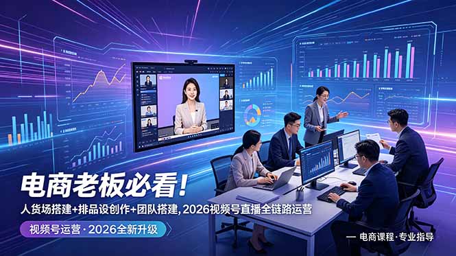 电商老板必看！人货场搭建+排品设计+素材创作+团队搭建，2026视频号直播全链路运营-资源宝库