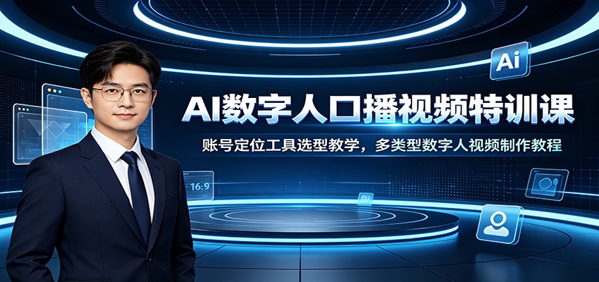 AI数字人口播视频特训课：账号定位工具选型教学，多类型数字人视频制作教程-资源宝库