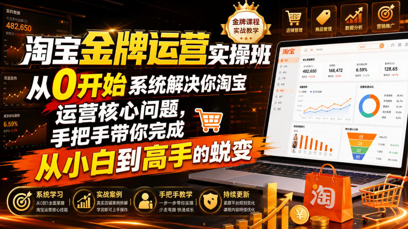 淘宝金牌运营实操班,从0开始系统解决你淘宝运营核心问题,手把手带你完成从小白到高手的蜕变(2026年7月)-资源宝库