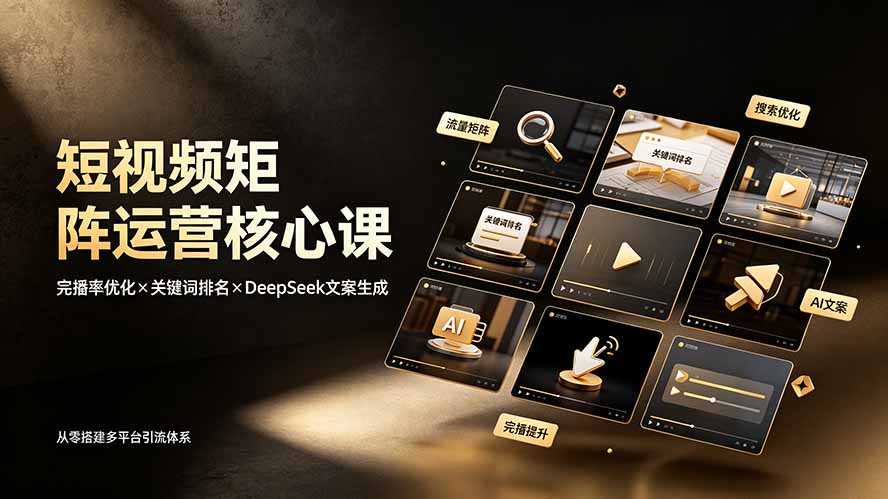 短视频矩阵运营核心课:完播率优化×关键词排名×DeepSeek文案生成,从零搭建多平台引流体系-资源宝库