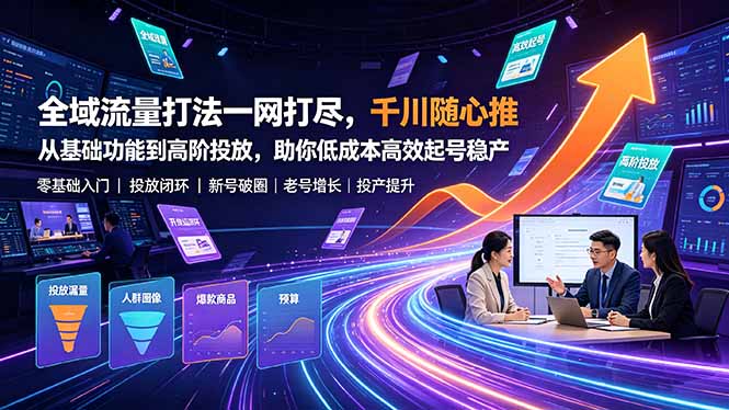 全域流量打法一网打尽,千川随心推从基础功能到高阶投放,助你低成本高效起号稳产-资源宝库