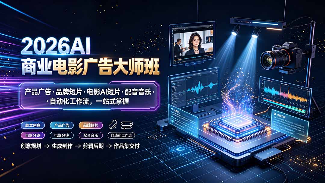 2026AI商业电影广告大师班：产品广告·品牌短片·电影AI短片·配音音乐·自动化工作流，一站式掌握-资源宝库