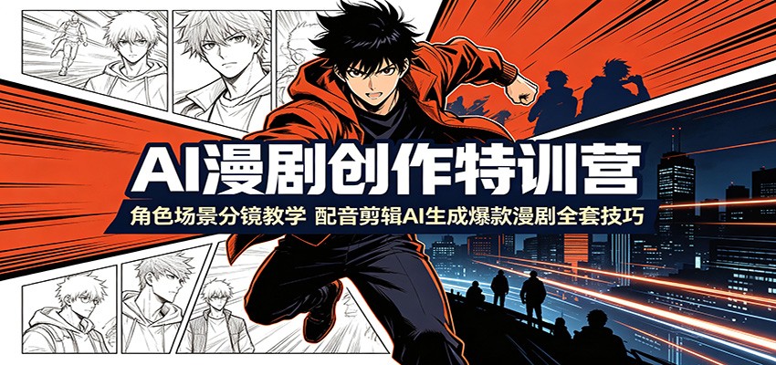 AI漫剧创作特训营:角色场景分镜教学,配音剪辑AI生成爆款漫剧全套技巧-资源宝库