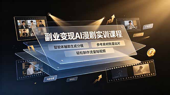 副业变现AI漫剧实训课程，智能体辅助生成分镜，参考素材批量出片，轻松制作流量短视频-资源宝库