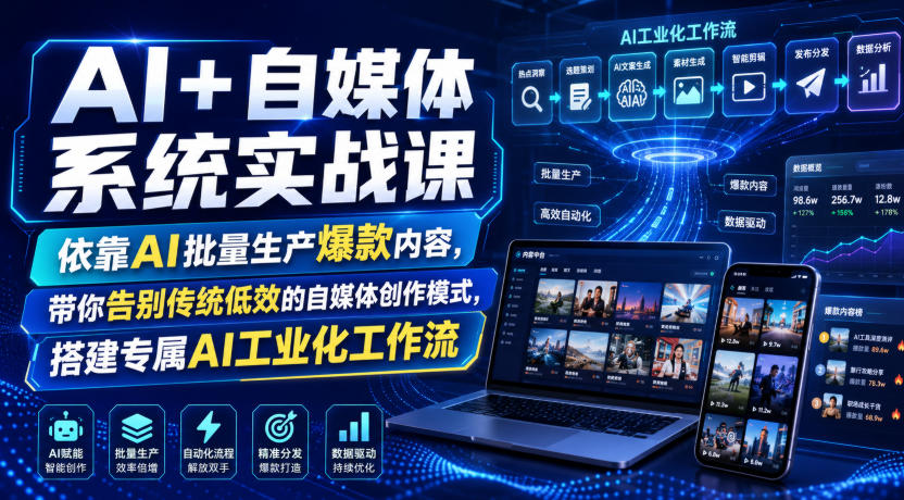 AI+自媒体系统实战课，依靠AI批量生产爆款内容，带你告别传统低效的自媒体创作模式，搭建专属AI工业化工作流-资源宝库