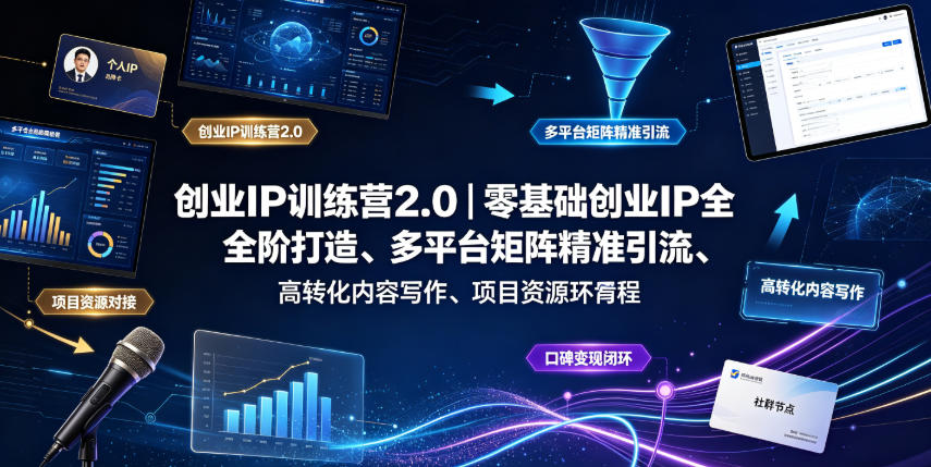 创业IP训练营2.0｜零基础创业IP全阶打造、多平台矩阵精准引流、高转化内容写作、项目资源对接与口碑变现闭环课程-资源宝库