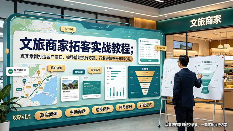 文旅商家拓客实战教程；真实案例打造客户信任，完整落地执行方案，行业避坑账号布局心法-资源宝库