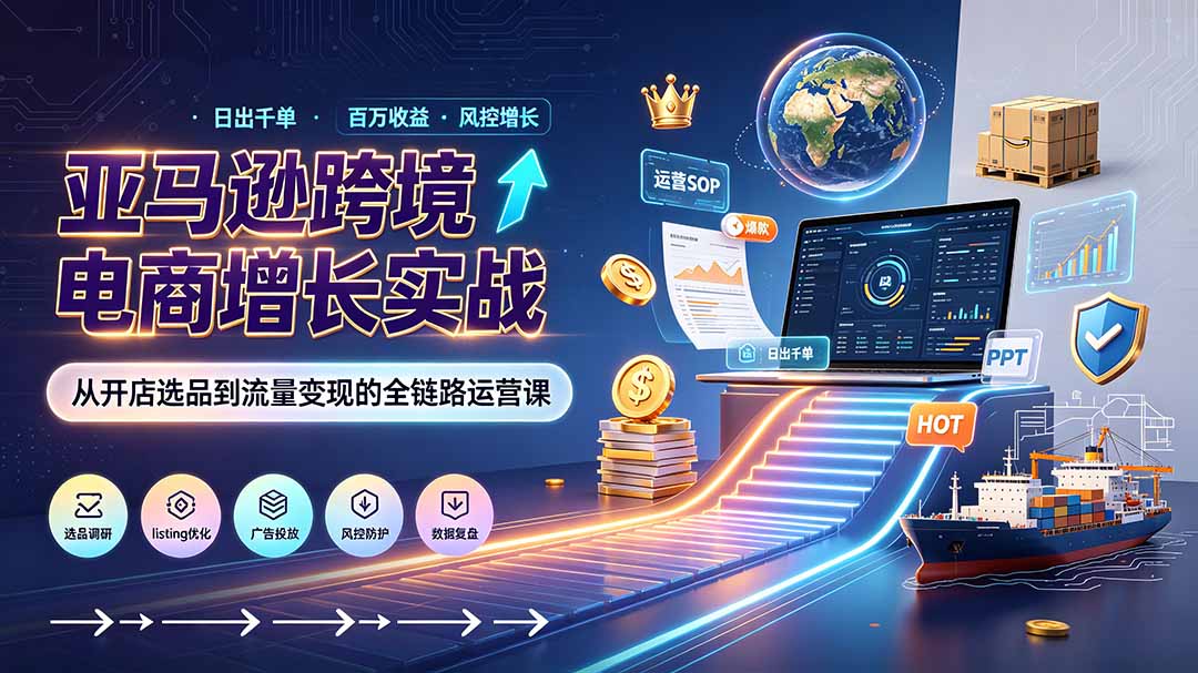 亚马逊0-1孵化特训营8期：从注册风控到稳定日出千单实战，规避审核封店风险，标准化执行流程落地-资源宝库