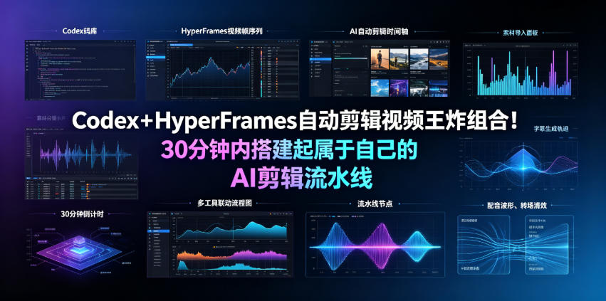 Codex＋HyperFrames自动剪辑视频王炸组合！30分钟内搭建起属于自己的AI剪辑流水线(完整版实操教程手册)-资源宝库