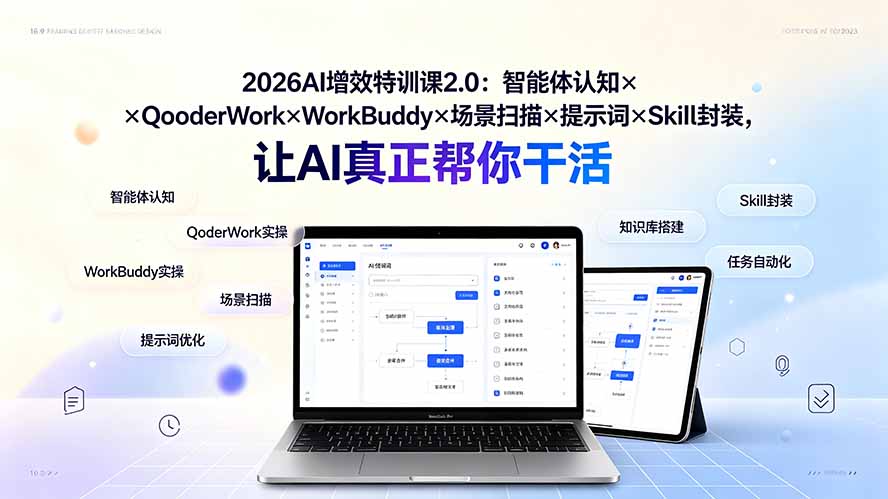 2026AI增效特训课2.0：智能体认知×QoderWork×WorkBuddy×场景扫描×提示词×Skill封装，让AI真正帮你干活-资源宝库