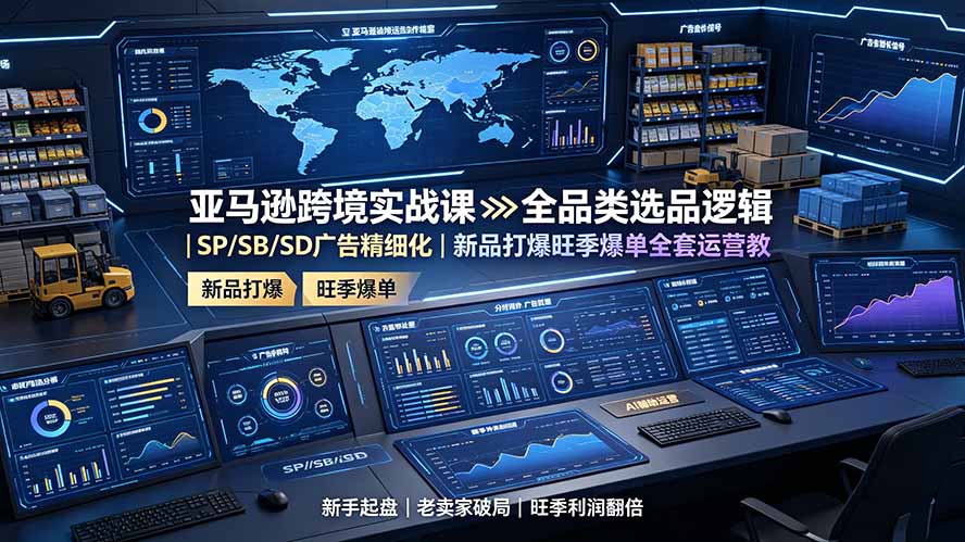 亚马逊跨境实战课：全品类选品逻辑｜SP/SB/SD广告精细化｜新品打爆旺季爆单全套运营教程-资源宝库