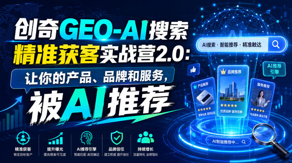 创奇GEO-AI搜索精准获客实战营2.0:让你的产品、品牌和服务,被AI推荐-资源宝库