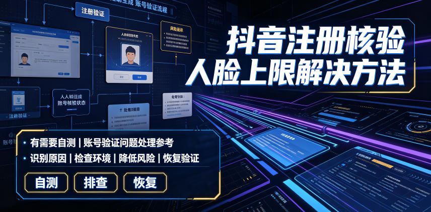 抖音注册核验人脸上限解决方法，有需要自测-资源宝库