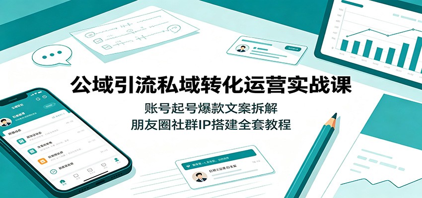 公域引流私域转化运营实战课:账号起号爆款文案拆解,朋友圈社群IP搭建全套教程-资源宝库