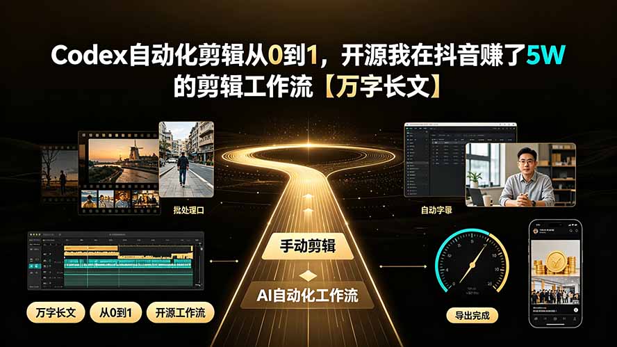 Codex自动化剪辑从0到1,开源我在抖音赚了5W 的剪辑工作流【万字长文】-资源宝库