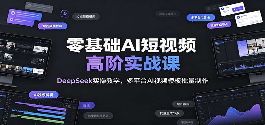 零基础AI短视频高阶实战课:DeepSeek实操教学,多平台AI视频模板批量制作-资源宝库