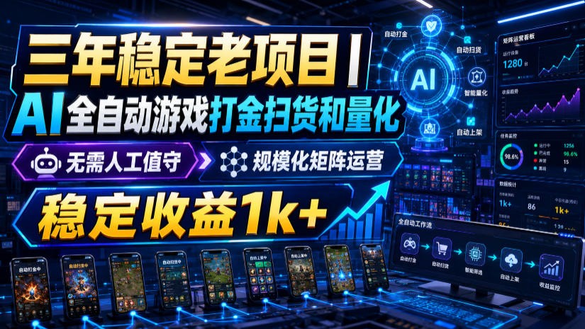 稳定三年的海外游戏全自动搬砖玩法，日入千元，无脑操作！-资源宝库