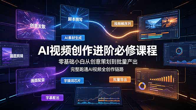 AI视频创作进阶必修课程：零基础小白从创意策划到批量产出，完整跑通AI视频全创作链路-资源宝库