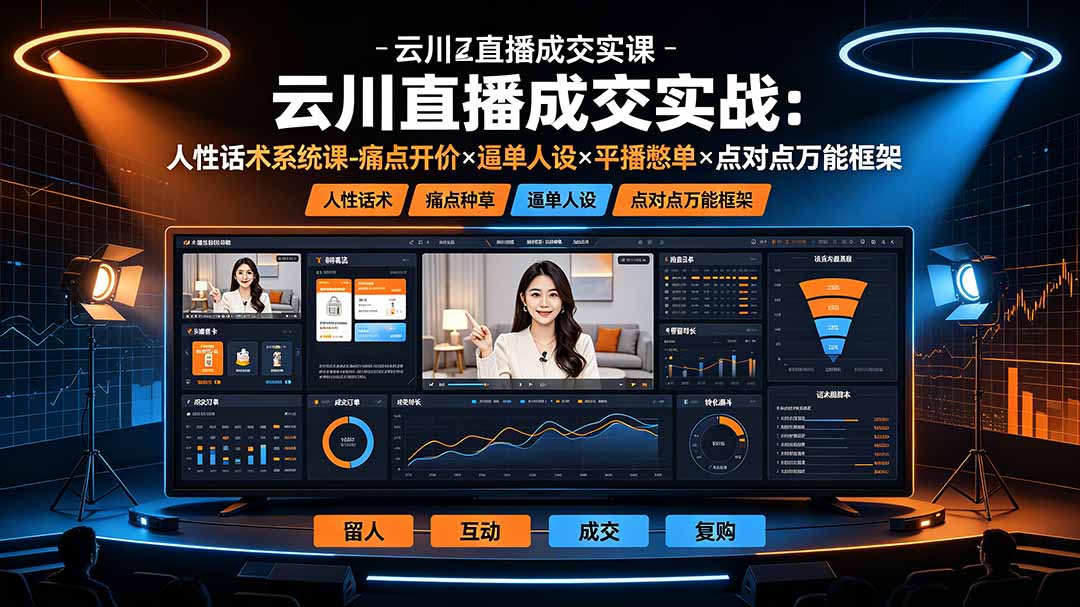 云川直播成交实战:人性话术系统课-痛点种草×塑品开价×逼单人设×平播憋单×点对点万能框架-资源宝库