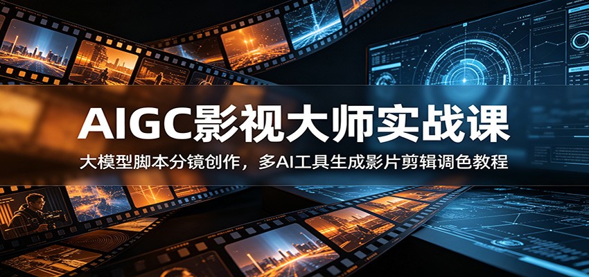 AIGC影视大师实战课:大模型脚本分镜创作,多AI工具生成影片剪辑调色教程-资源宝库