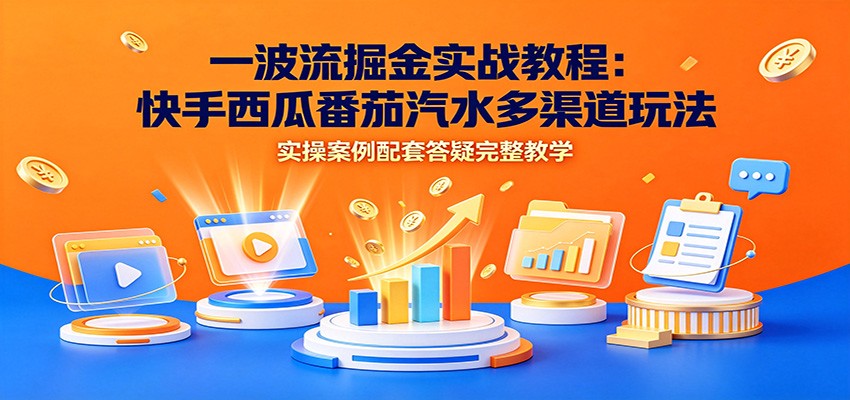 一波流掘金实战教程:快手西瓜番茄汽水多渠道玩法,实操案例配套答疑完整教学-资源宝库