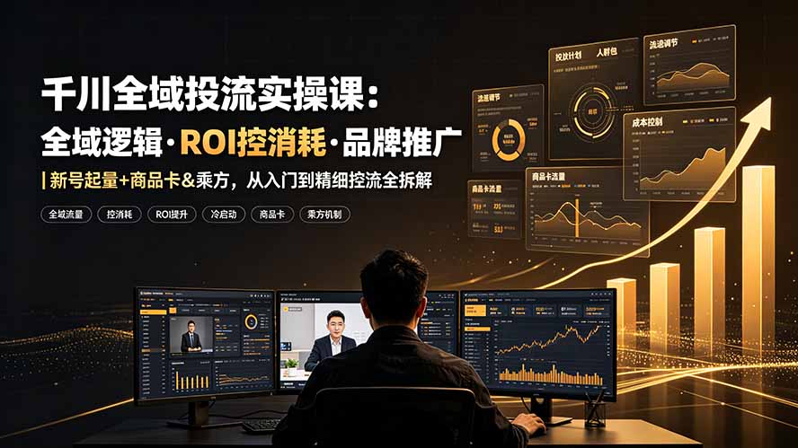千川全域投流实操课：全域逻辑·ROI控消耗·品牌推广｜新号起量+商品卡&乘方，从入门到精细控流全拆解-资源宝库
