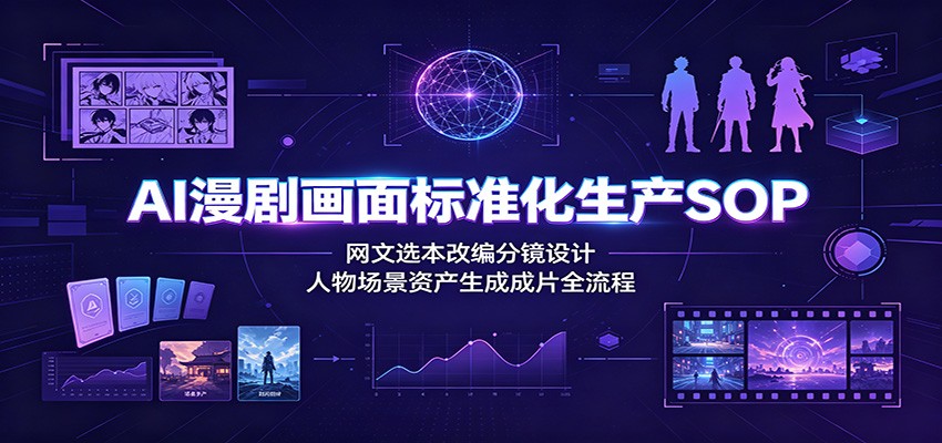 AI漫剧画面标准化生产SOP：网文选本改编分镜设计，人物场景资产生成成片全流程-资源宝库