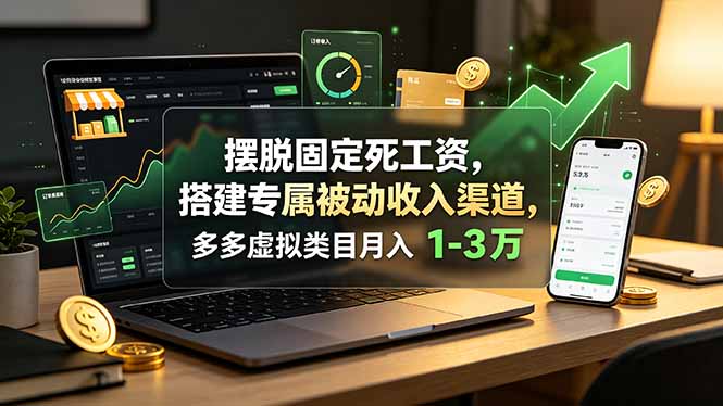 摆脱固定死工资，搭建专属被动收入渠道，多多虚拟类目月入 1-3 万-资源宝库