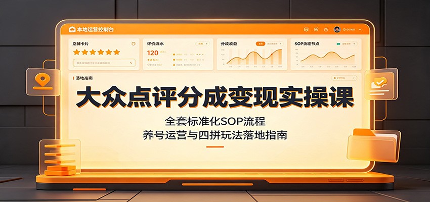 大众点评分成变现实操课：全套标准化SOP流程，养号运营与四拼玩法落地指南-资源宝库