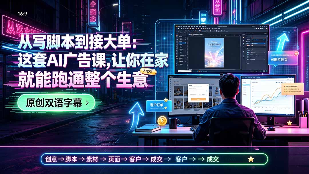 从写脚本到接大单:这套AI广告课,让你在家就能跑通整个生意【原创双语字幕】-资源宝库
