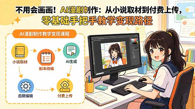 不用会画画!AI漫剧制作:从小说取材到付费上传,零基础手把手教学变现路径(更新-资源宝库