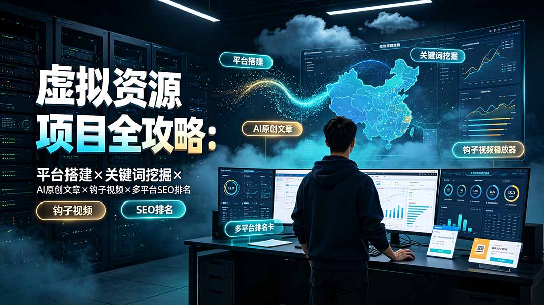 虚拟资源项目全攻略：平台搭建×关键词挖掘×AI原创文章×钩子视频×多平台SEO排名-资源宝库