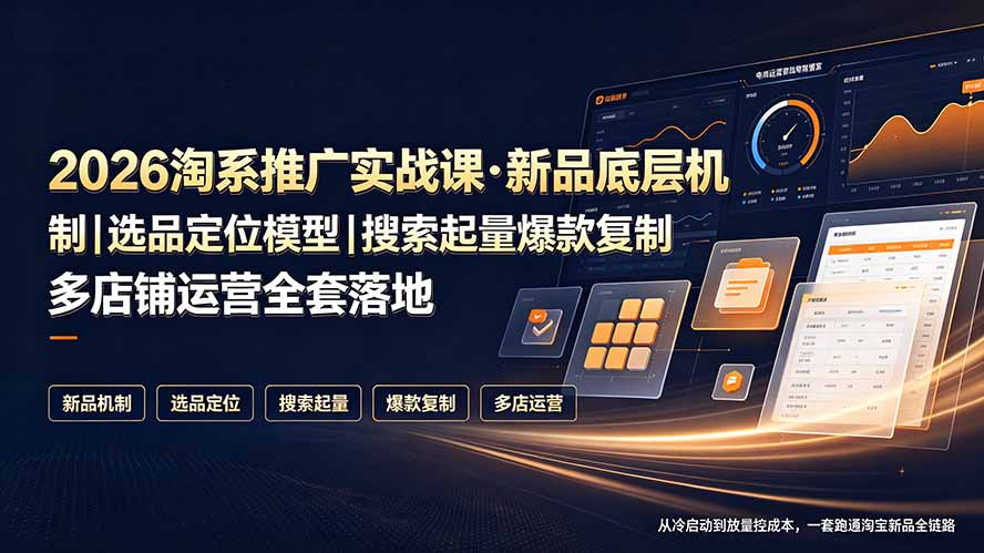 2026淘系推广实战课·新品底层机制｜选品定位模型｜搜索起量爆款复制多店铺运营全套落地教程-资源宝库