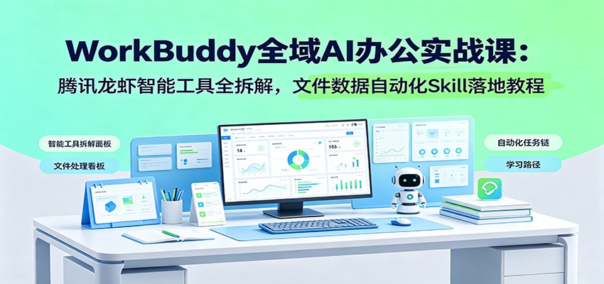 WorkBuddy全域AI办公实战课:腾讯龙虾智能工具全拆解,文件数据自动化Skill落地教程-资源宝库