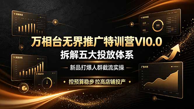 万相台无界推广特训营VI0.0，拆解五大投放体系，新品打爆人群截流实操，控预算稳步拉高店铺投产-资源宝库