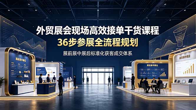 外贸展会现场高效接单干货课程，36步参展全流程规划，展前展中展后标准化获客成交体系-资源宝库